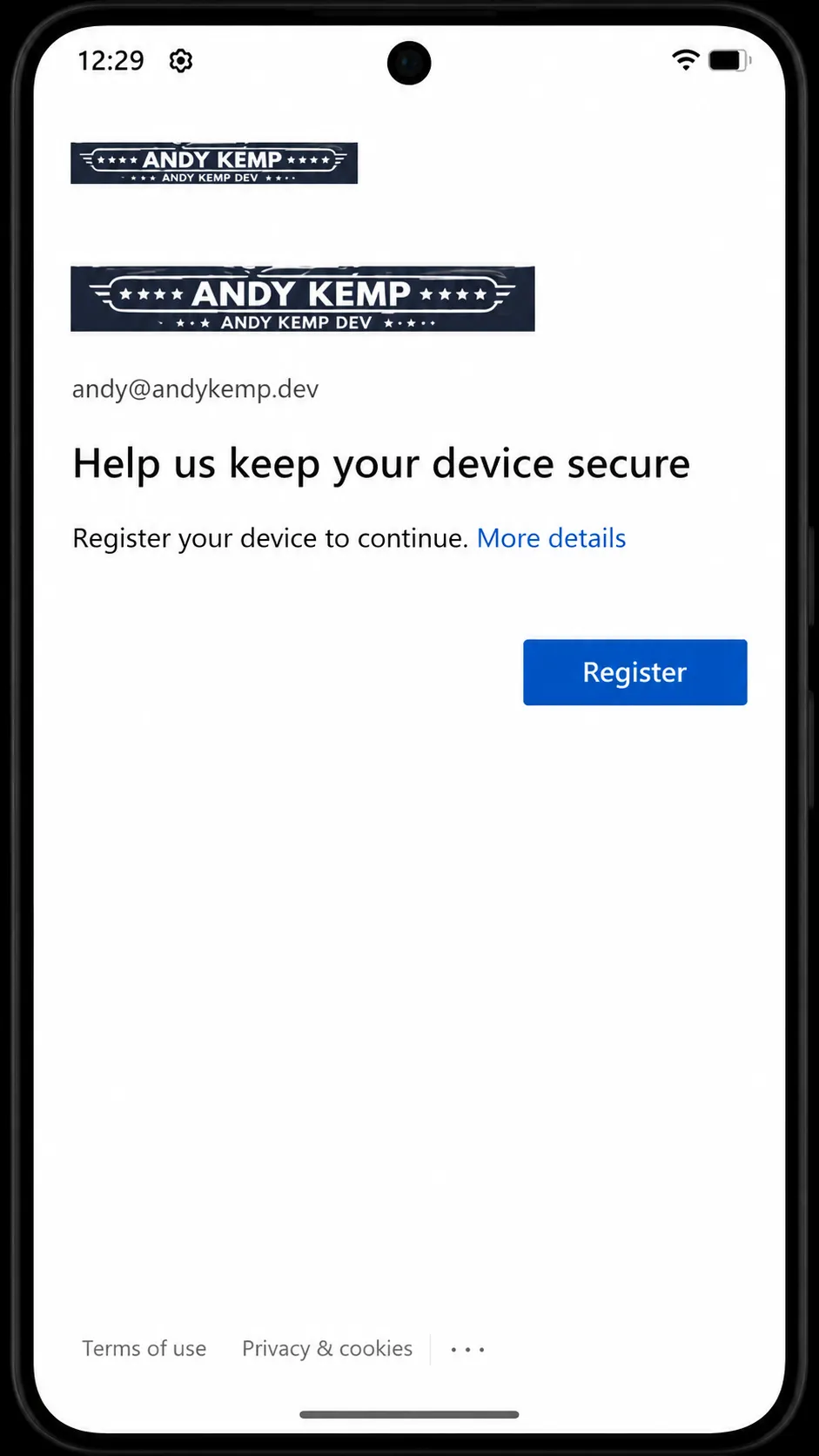 Android summary screen confirming the passkey was created, Microsoft Authenticator is configured, and the account is ready to sign in