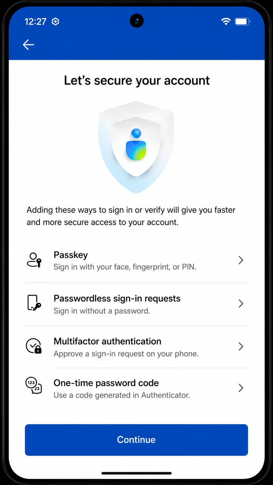 Android biometric or PIN verification prompt used to confirm identity before creating a passkey